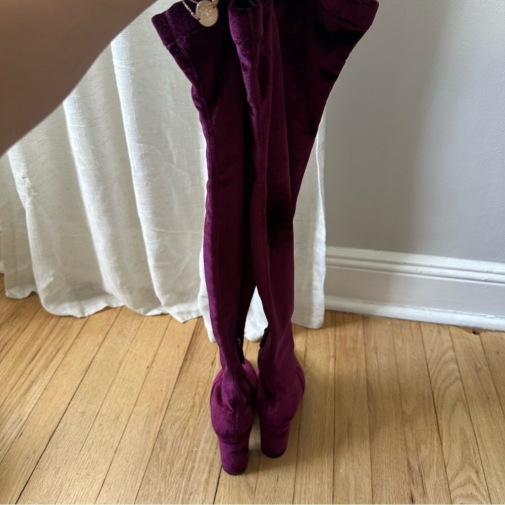 AQUAZZURA So Me Eggplant Purple Over the Knee Heel Boots - Picture 7 of 13